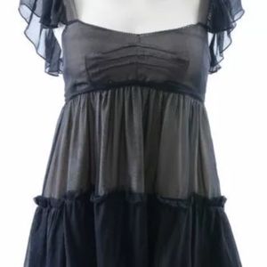 Dolce & Gabbana Black ruffle fringe blouse sz 42